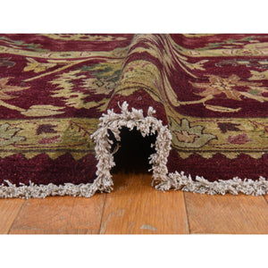 11'10"x15'4" Wine Red, Double Knot Jaipur, All Over Design, Thick, Dense and Plush, 100% Wool, Hand Knotted, Oversized, Oriental Rug FWR470484