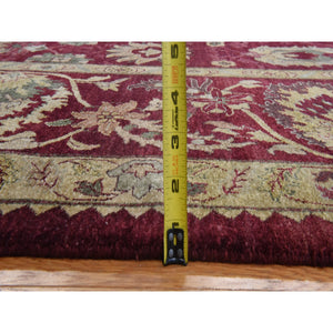 11'10"x15'4" Wine Red, Double Knot Jaipur, All Over Design, Thick, Dense and Plush, 100% Wool, Hand Knotted, Oversized, Oriental Rug FWR470484