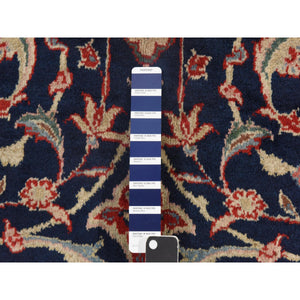 9'2"x12'1" Navy Blue, Vintage Persian Sarouk Mahal, Medallion Design, Clean, Soft with Full Even Pile, 100% Wool, Hand Knotted, Oriental Rug FWR470490