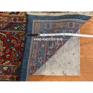 9'2"x12'1" Navy Blue, Vintage Persian Sarouk Mahal, Medallion Design, Clean, Soft with Full Even Pile, 100% Wool, Hand Knotted, Oriental Rug FWR470490