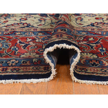 Load image into Gallery viewer, 9&#39;2&quot;x12&#39;1&quot; Navy Blue, Vintage Persian Sarouk Mahal, Medallion Design, Clean, Soft with Full Even Pile, 100% Wool, Hand Knotted, Oriental Rug FWR470490