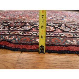 10'7"x13'7" Scarlet Red, Vintage Persian Mahal, Medallion Design, Clean, Soft, Evenly Worn, 100% Wool, Hand Knotted, Oriental Rug FWR470496