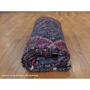 10'7"x13'7" Scarlet Red, Vintage Persian Mahal, Medallion Design, Clean, Soft, Evenly Worn, 100% Wool, Hand Knotted, Oriental Rug FWR470496