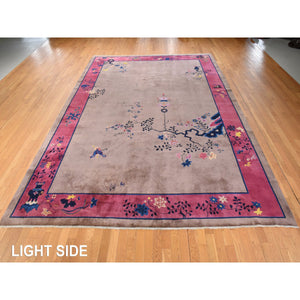10'1"x14'2" Burro Brown, Antique Chinese Art Deco Nichols, Clean, Soft, Full Pile, 100% Wool, Hand Knotted, Oriental Rug FWR470508