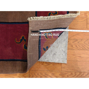 10'1"x14'2" Burro Brown, Antique Chinese Art Deco Nichols, Clean, Soft, Full Pile, 100% Wool, Hand Knotted, Oriental Rug FWR470508