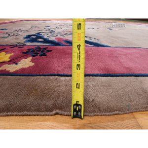 10'1"x14'2" Burro Brown, Antique Chinese Art Deco Nichols, Clean, Soft, Full Pile, 100% Wool, Hand Knotted, Oriental Rug FWR470508