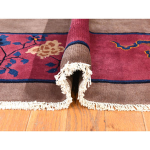 10'1"x14'2" Burro Brown, Antique Chinese Art Deco Nichols, Clean, Soft, Full Pile, 100% Wool, Hand Knotted, Oriental Rug FWR470508
