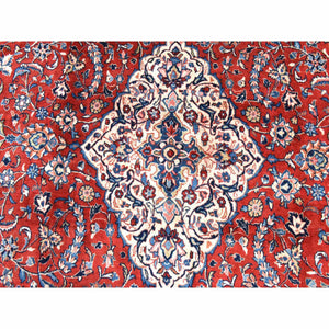 9'9"x13'1" Salsa Red, Semi Antique Persian Sarouk Mahal, Full Pile, Good Condition And Clean, 100% Wool, Hand Knotted, Oriental Rug FWR470532
