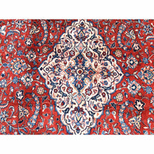 Load image into Gallery viewer, 9&#39;9&quot;x13&#39;1&quot; Salsa Red, Semi Antique Persian Sarouk Mahal, Full Pile, Good Condition And Clean, 100% Wool, Hand Knotted, Oriental Rug FWR470532