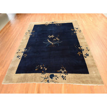 Load image into Gallery viewer, 9&#39;2&quot;x11&#39;2&quot; Midnight Blue, Antique Chinese Nichols Art Deco, Full Pile, Good Condition And Clean, 100% Wool, Hand Knotted, Oriental Rug FWR470556