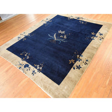 Load image into Gallery viewer, 9&#39;2&quot;x11&#39;2&quot; Midnight Blue, Antique Chinese Nichols Art Deco, Full Pile, Good Condition And Clean, 100% Wool, Hand Knotted, Oriental Rug FWR470556