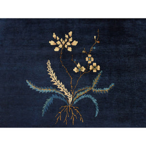 9'2"x11'2" Midnight Blue, Antique Chinese Nichols Art Deco, Full Pile, Good Condition And Clean, 100% Wool, Hand Knotted, Oriental Rug FWR470556