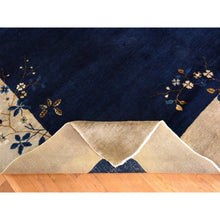Load image into Gallery viewer, 9&#39;2&quot;x11&#39;2&quot; Midnight Blue, Antique Chinese Nichols Art Deco, Full Pile, Good Condition And Clean, 100% Wool, Hand Knotted, Oriental Rug FWR470556