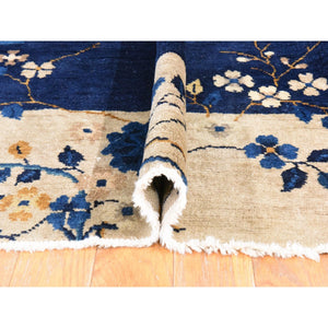 9'2"x11'2" Midnight Blue, Antique Chinese Nichols Art Deco, Full Pile, Good Condition And Clean, 100% Wool, Hand Knotted, Oriental Rug FWR470556