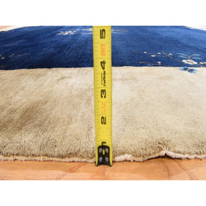 9'2"x11'2" Midnight Blue, Antique Chinese Nichols Art Deco, Full Pile, Good Condition And Clean, 100% Wool, Hand Knotted, Oriental Rug FWR470556