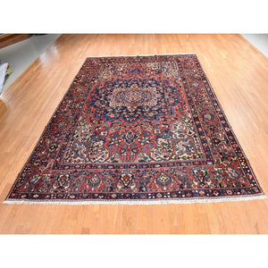 10'x12'4" Coral Red, Semi Antique Persian Bakhtiar, Full Pile, Good Condition And Clean, 100% Wool, Hand Knotted, Oriental Rug FWR470568