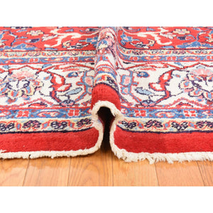 10'x13'10" Scarlet Red, Semi Antique Persian Sarouk Mahal, Full Pile, Good Condition and Clean, 100% Wool, Hand Knotted, Oriental Rug FWR470580