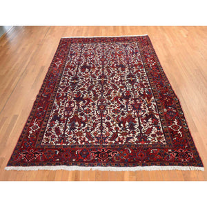 8'3"x11'1" Daisy White, Antique Persian Heriz, Good Condition, Clean, Full Pile, All Over Flower Geometric Design, 100% Wool, Hand Knotted, Oriental Rug FWR470598