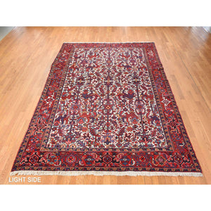 8'3"x11'1" Daisy White, Antique Persian Heriz, Good Condition, Clean, Full Pile, All Over Flower Geometric Design, 100% Wool, Hand Knotted, Oriental Rug FWR470598