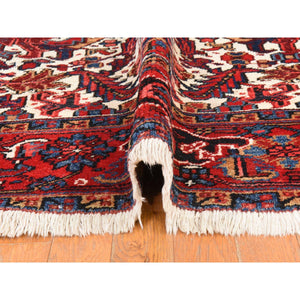 8'3"x11'1" Daisy White, Antique Persian Heriz, Good Condition, Clean, Full Pile, All Over Flower Geometric Design, 100% Wool, Hand Knotted, Oriental Rug FWR470598