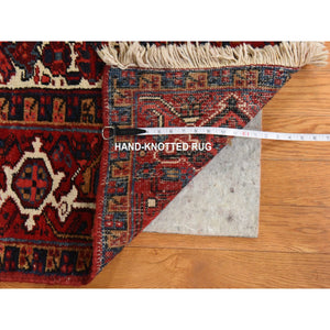 8'3"x11'1" Daisy White, Antique Persian Heriz, Good Condition, Clean, Full Pile, All Over Flower Geometric Design, 100% Wool, Hand Knotted, Oriental Rug FWR470598