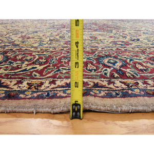9'7"x12'8" Burlywood Brown, Semi Antique Persian Tabriz, Good Condition, Clean, Full Pile, Medallion Design, 100% Wool, Hand Knotted, Oriental Rug FWR470604