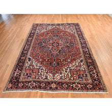 Load image into Gallery viewer, 8&#39;x11&#39;3&quot; Crimson Red, Antique Persian Heriz, Good Condition, Clean, Full Pile, Classic Geometric Medallion Design, 100% Wool, Hand Knotted, Oriental Rug FWR470622