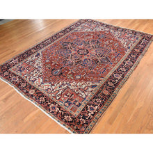 Load image into Gallery viewer, 8&#39;x11&#39;3&quot; Crimson Red, Antique Persian Heriz, Good Condition, Clean, Full Pile, Classic Geometric Medallion Design, 100% Wool, Hand Knotted, Oriental Rug FWR470622