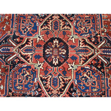 Load image into Gallery viewer, 8&#39;x11&#39;3&quot; Crimson Red, Antique Persian Heriz, Good Condition, Clean, Full Pile, Classic Geometric Medallion Design, 100% Wool, Hand Knotted, Oriental Rug FWR470622