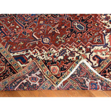 Load image into Gallery viewer, 8&#39;x11&#39;3&quot; Crimson Red, Antique Persian Heriz, Good Condition, Clean, Full Pile, Classic Geometric Medallion Design, 100% Wool, Hand Knotted, Oriental Rug FWR470622