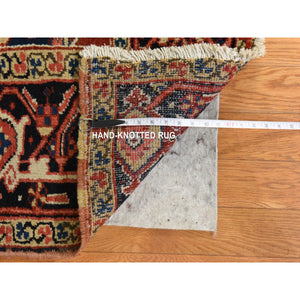 8'x11'3" Crimson Red, Antique Persian Heriz, Good Condition, Clean, Full Pile, Classic Geometric Medallion Design, 100% Wool, Hand Knotted, Oriental Rug FWR470622