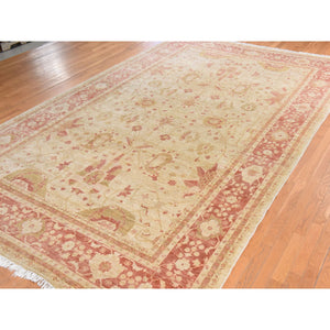 9'8"x16' Beige, Afghan Peshawar with All Over Mahal Design, Clean, Full Pile, Long and Narrow, 100% Wool, Hand Knotted, Oriental Rug FWR470628