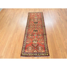 Load image into Gallery viewer, 3&#39;4&quot;x9&#39;10&quot; Chili Red, Semi Antique Persian Lilihan, Good Condition, Clean, Full Pile, 100% Wool, Hand Knotted, Wide Runner, Oriental Rug FWR470634