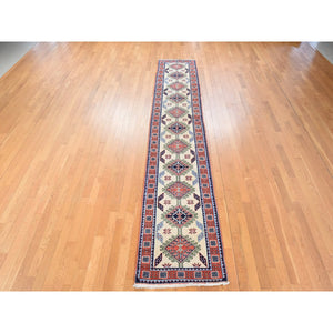 2'6"x13'1" Reed Yellow, Vintage Persian Meshkin, Full Pile And Clean, 100% Wool, Hand Knotted, Runner, Oriental Rug FWR470646