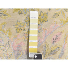 Load image into Gallery viewer, 2&#39;x2&#39; Custard Yellow, Natural Wool and Silk, Sample, Strike Off, Bidjar Garus Design, Hand Knotted, Mat, Square, Oriental Rug FWR470658