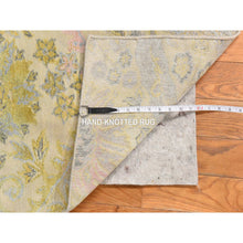 Load image into Gallery viewer, 2&#39;x2&#39; Custard Yellow, Natural Wool and Silk, Sample, Strike Off, Bidjar Garus Design, Hand Knotted, Mat, Square, Oriental Rug FWR470658