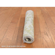 Load image into Gallery viewer, 2&#39;x2&#39; Custard Yellow, Natural Wool and Silk, Sample, Strike Off, Bidjar Garus Design, Hand Knotted, Mat, Square, Oriental Rug FWR470658