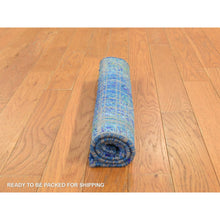 Load image into Gallery viewer, 1&#39;6&quot;x2&#39; Galaxy Blue, Pure Sari Silk, Sample, Strike Off, Hand Knotted, Mat, Oriental Rug FWR470664