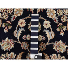 Load image into Gallery viewer, 4&#39;x6&#39;1&quot; Midnight Blue, Persian Nain Design, Natural Wool And Silk, Hand Knotted Oriental Rug FWR470688