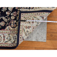 Load image into Gallery viewer, 4&#39;x6&#39;1&quot; Midnight Blue, Persian Nain Design, Natural Wool and Silk, Hand Knotted Oriental Rug FWR470688