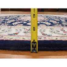 Load image into Gallery viewer, 4&#39;x6&#39;1&quot; Midnight Blue, Persian Nain Design, Natural Wool and Silk, Hand Knotted Oriental Rug FWR470688
