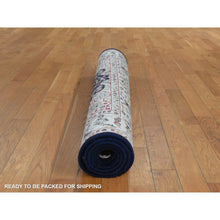 Load image into Gallery viewer, 4&#39;x6&#39;1&quot; Midnight Blue, Persian Nain Design, Natural Wool And Silk, Hand Knotted Oriental Rug FWR470688