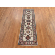 Load image into Gallery viewer, 2&#39;9&quot;x8&#39;3&quot; Swan White, Super Kazak, Geometric Design, 100% Shiny Wool, Hand Knotted, Runner, Oriental Rug FWR470694