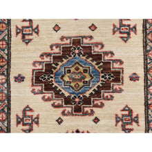 Load image into Gallery viewer, 2&#39;9&quot;x8&#39;3&quot; Swan White, Super Kazak, Geometric Design, 100% Shiny Wool, Hand Knotted, Runner, Oriental Rug FWR470694