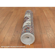 Load image into Gallery viewer, 2&#39;9&quot;x8&#39;3&quot; Swan White, Super Kazak, Geometric Design, 100% Shiny Wool, Hand Knotted, Runner, Oriental Rug FWR470694