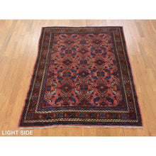 Load image into Gallery viewer, 5&#39;1&quot;x6&#39;6&quot; Dahlia Red, Antique Persian Lilihan, Repetitive Flower Rosette Design, Full Even Pile and Clean, 100% Wool, Hand Knotted, Oriental Rug FWR470700