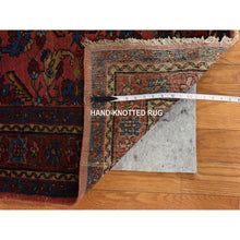 Load image into Gallery viewer, 5&#39;1&quot;x6&#39;6&quot; Dahlia Red, Antique Persian Lilihan, Repetitive Flower Rosette Design, Full Even Pile and Clean, 100% Wool, Hand Knotted, Oriental Rug FWR470700