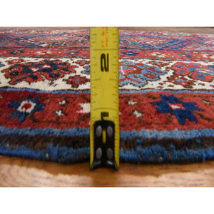 4'x9'4" Scarlet Red, Antique Caucasian Kazak, Geometric Design, Natural And Vegetable Dyes, Full, Soft Even Pile And Clean, 100% Wool, Hand Knotted, Oriental, Wide Runner Rug FWR470706