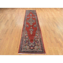 Load image into Gallery viewer, 3&#39;7&quot;x15&#39; Chili Red, Semi Antique Persian Sarouk, Medallion Open Field Design, Full And Soft Even Pile And Clean, 100% Wool, Hand Knotted, Wide Runner, Oriental Rug FWR470712