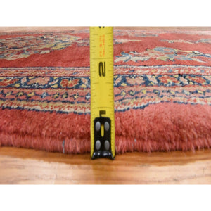 3'7"x15' Chili Red, Semi Antique Persian Sarouk, Medallion Open Field Design, Full And Soft Even Pile And Clean, 100% Wool, Hand Knotted, Wide Runner, Oriental Rug FWR470712